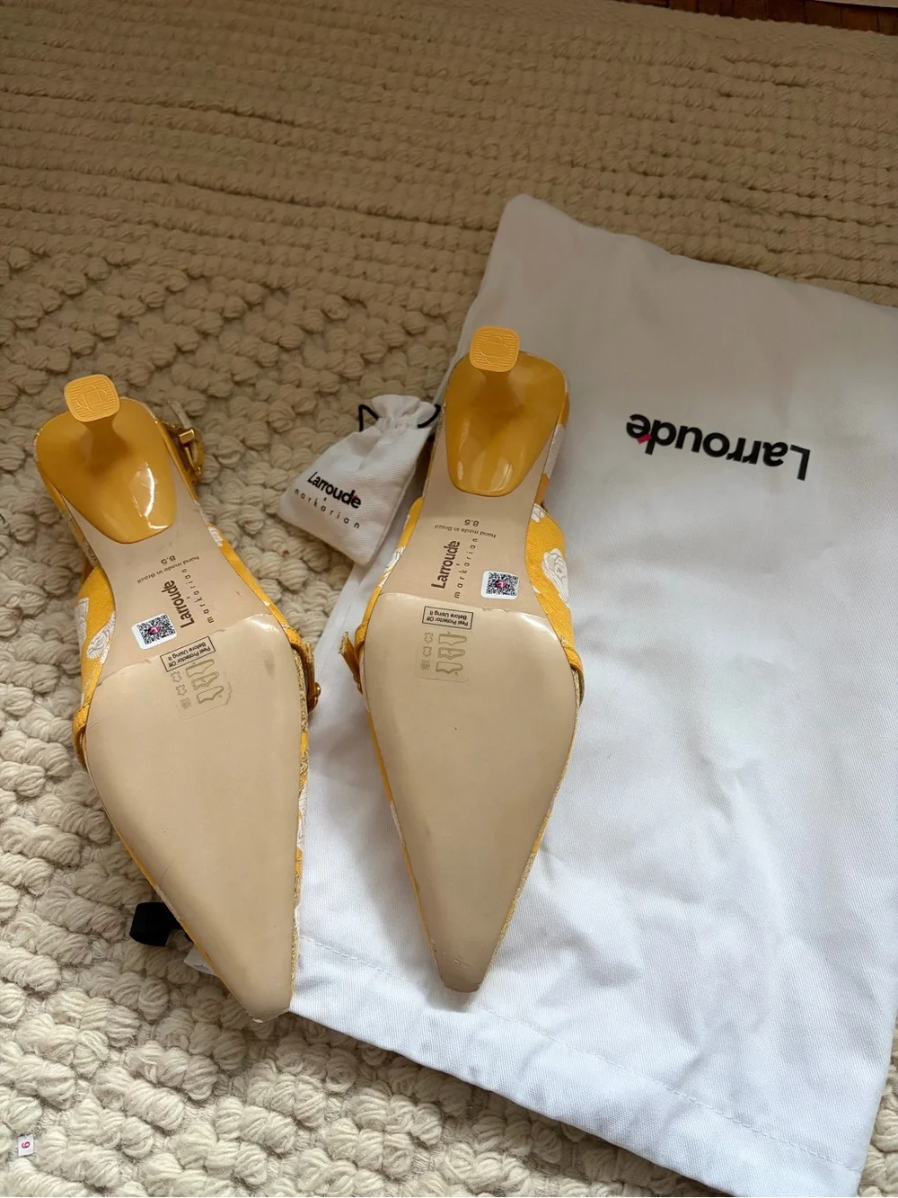 Yellow Larroude Ines Pump Lace Pointed Slingback - Picture 4 of 4